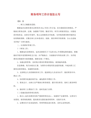 财务明年工作计划怎么写 