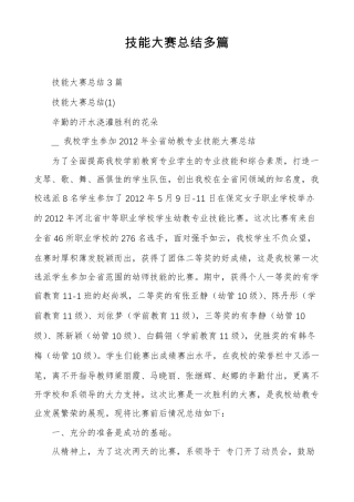 技能大赛总结多篇