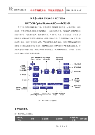润光泰力新款光猫芯片RC7235A
