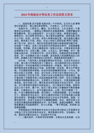 2024年高级会计师业务工作总结范文范本