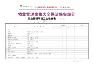 物业管理表格大全保洁保安全表