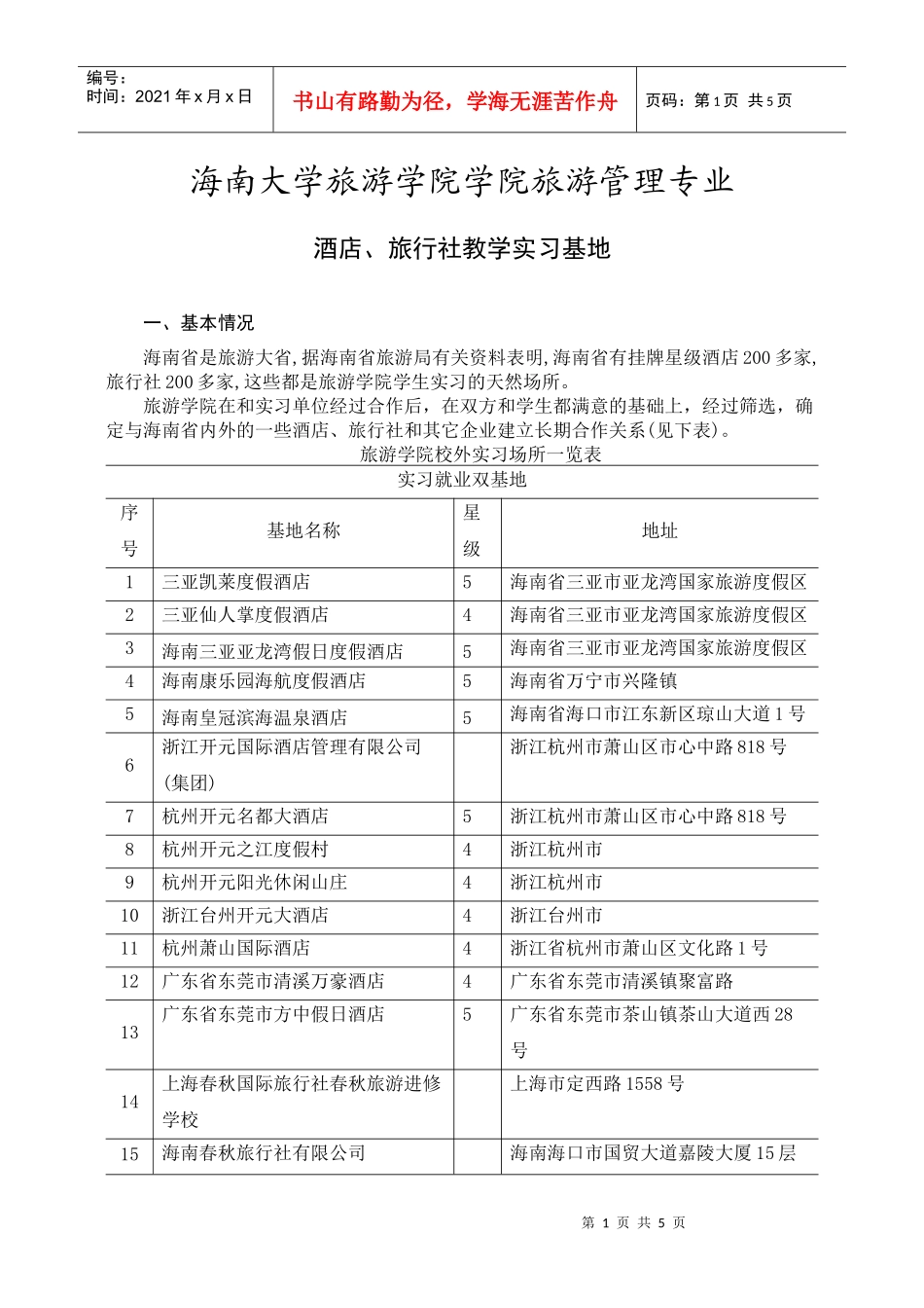 海南大学旅游学院学院旅游管理专业_第1页