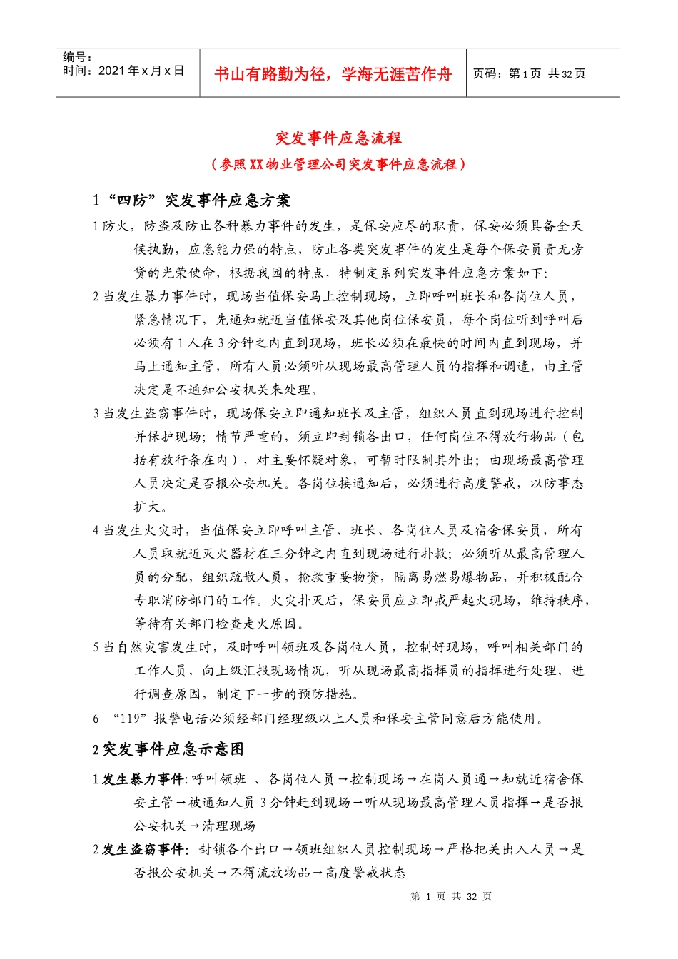 某物业公司突发事件应急流程_第1页