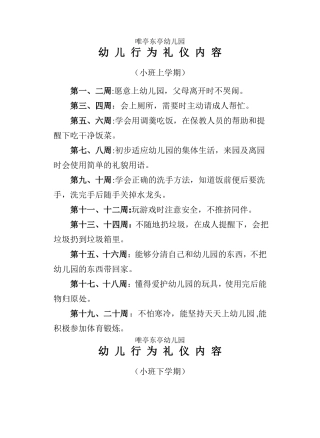 幼儿园小中大班行为礼仪