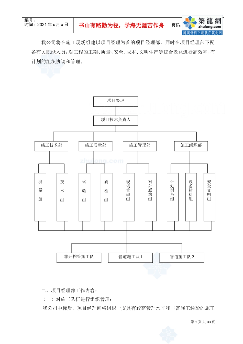 某110千伏电缆沟工程施工组织设计_secret(DOC33页)_第2页