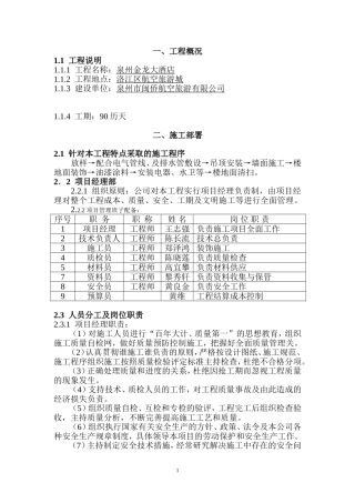 泉州金龙大酒店施工组织设计方案(DOC43页)