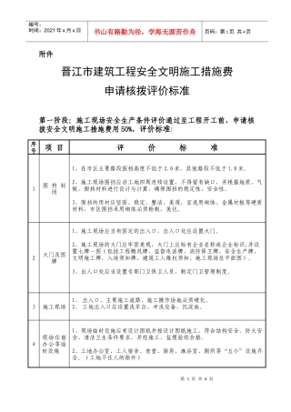 晋江市建筑工程安全文明施工措施费
