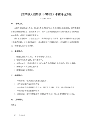 音响放大器设计与制作考核评价标准1010