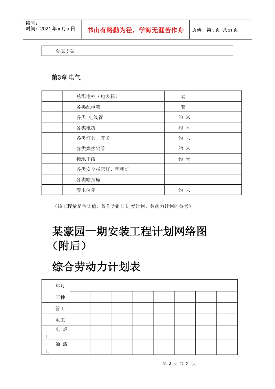 某住宅楼水电安装工程施工组织设计_第3页