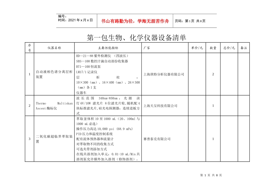 生物、化学仪器设备清单_第1页