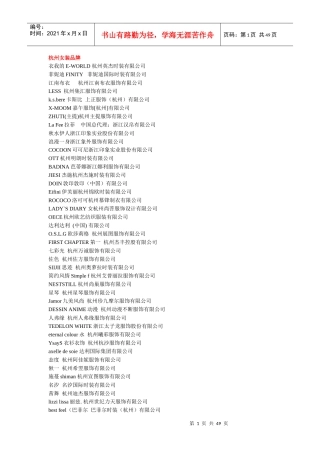 杭州、广州、武汉女装品牌