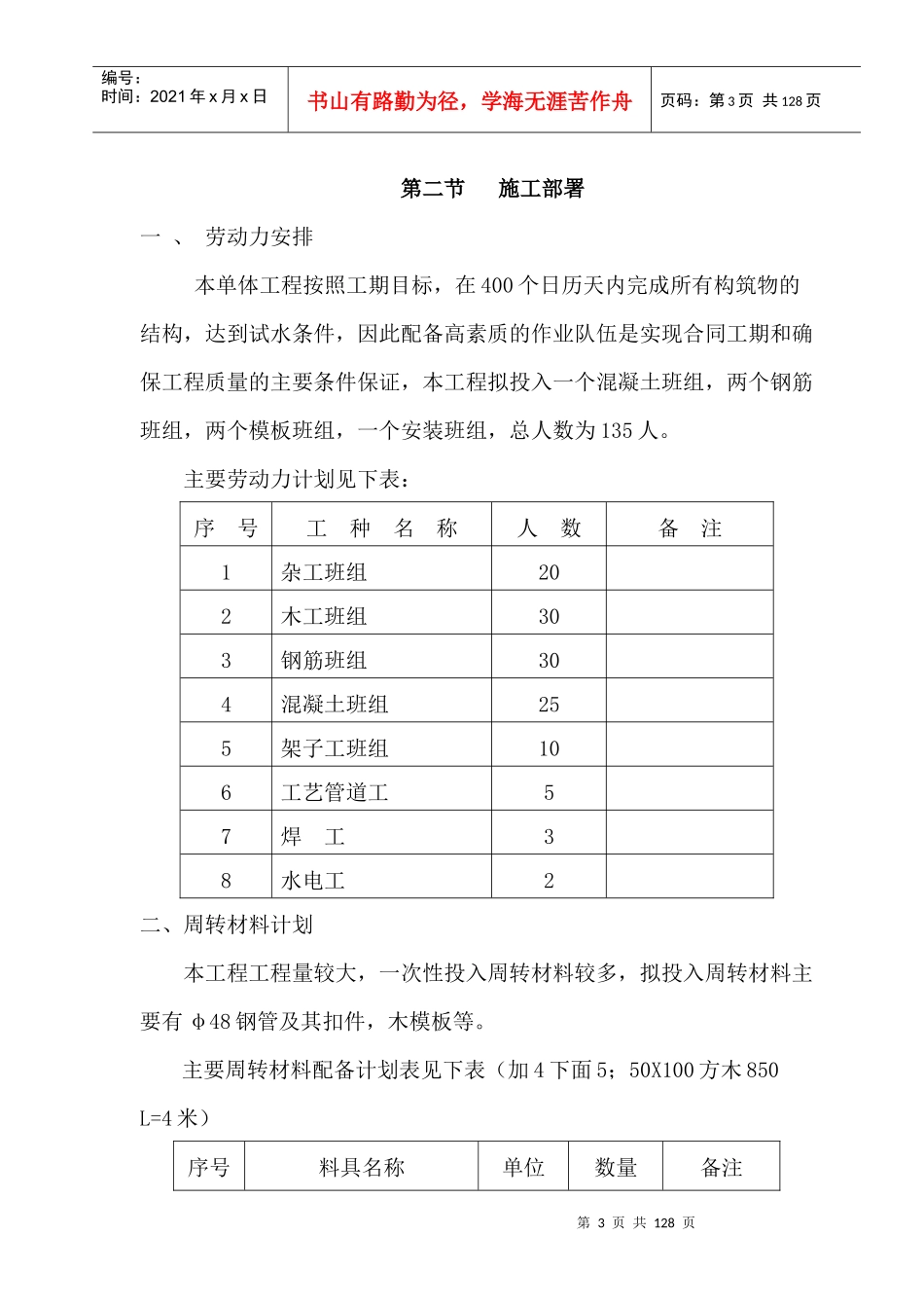 污水处理工程施工组织设计课程_第3页