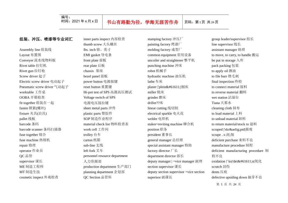 模具中英对照表_第1页