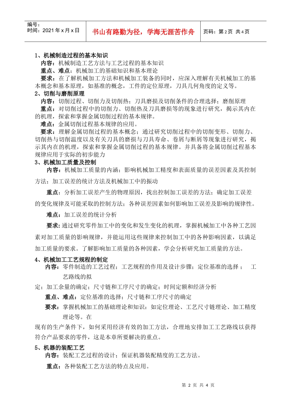 机械制造技术基础教学大纲(1)_第2页