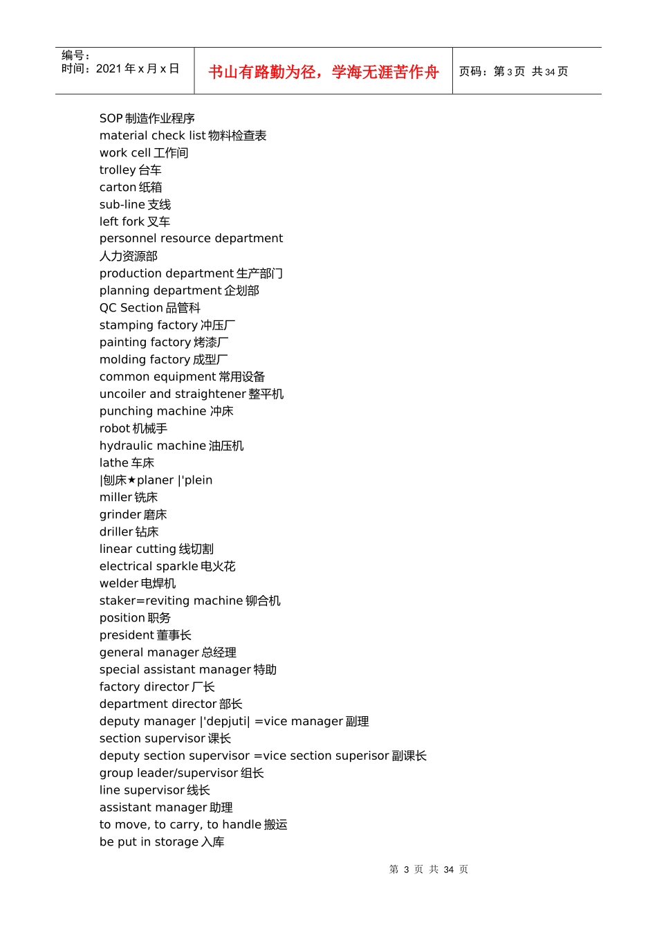 模具术语中英文对照大全_第3页