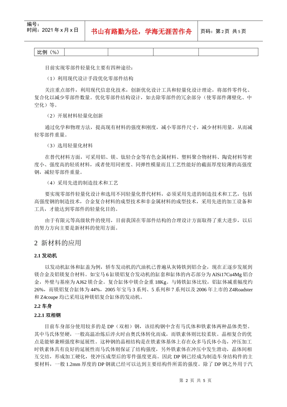 浅谈新材料对汽车轻量化的影响_第2页