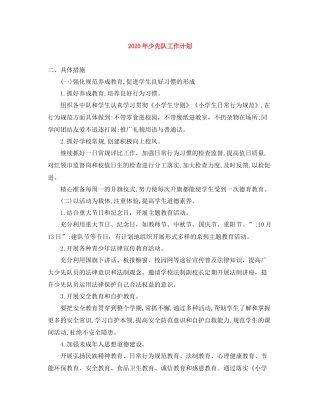 2020年少先队工作计划 