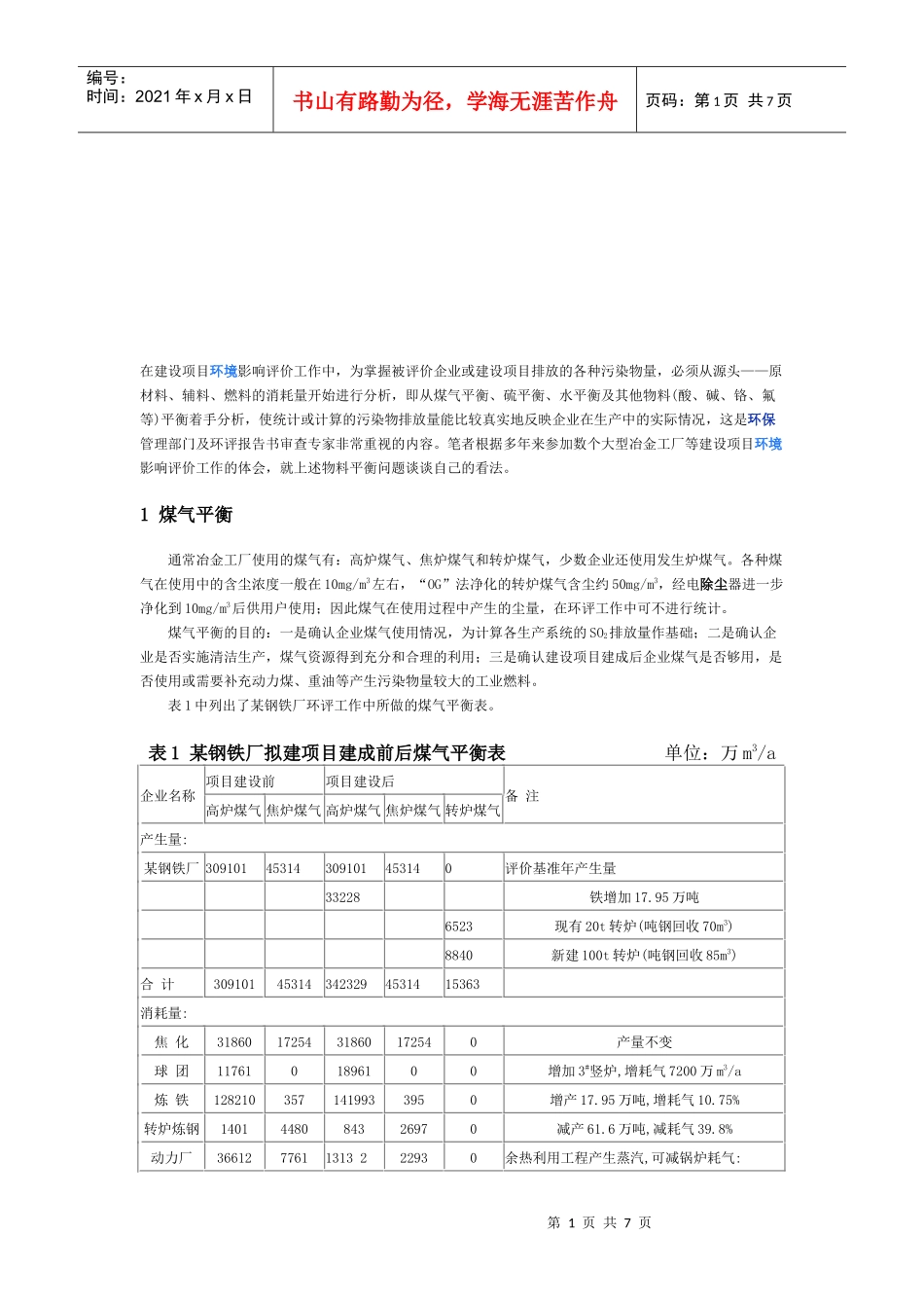 煤气平衡、硫平衡与水平衡_第1页