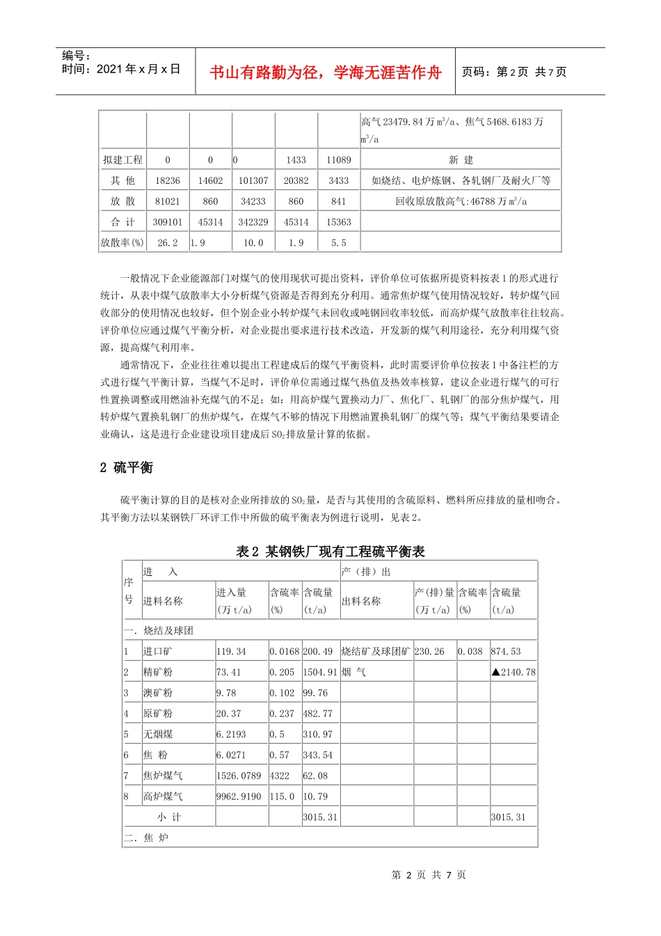 煤气平衡、硫平衡与水平衡_第2页