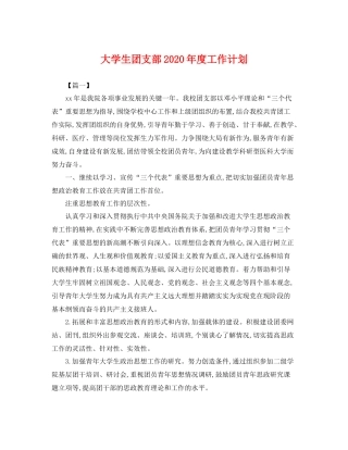 大学生团支部2020年度工作计划 