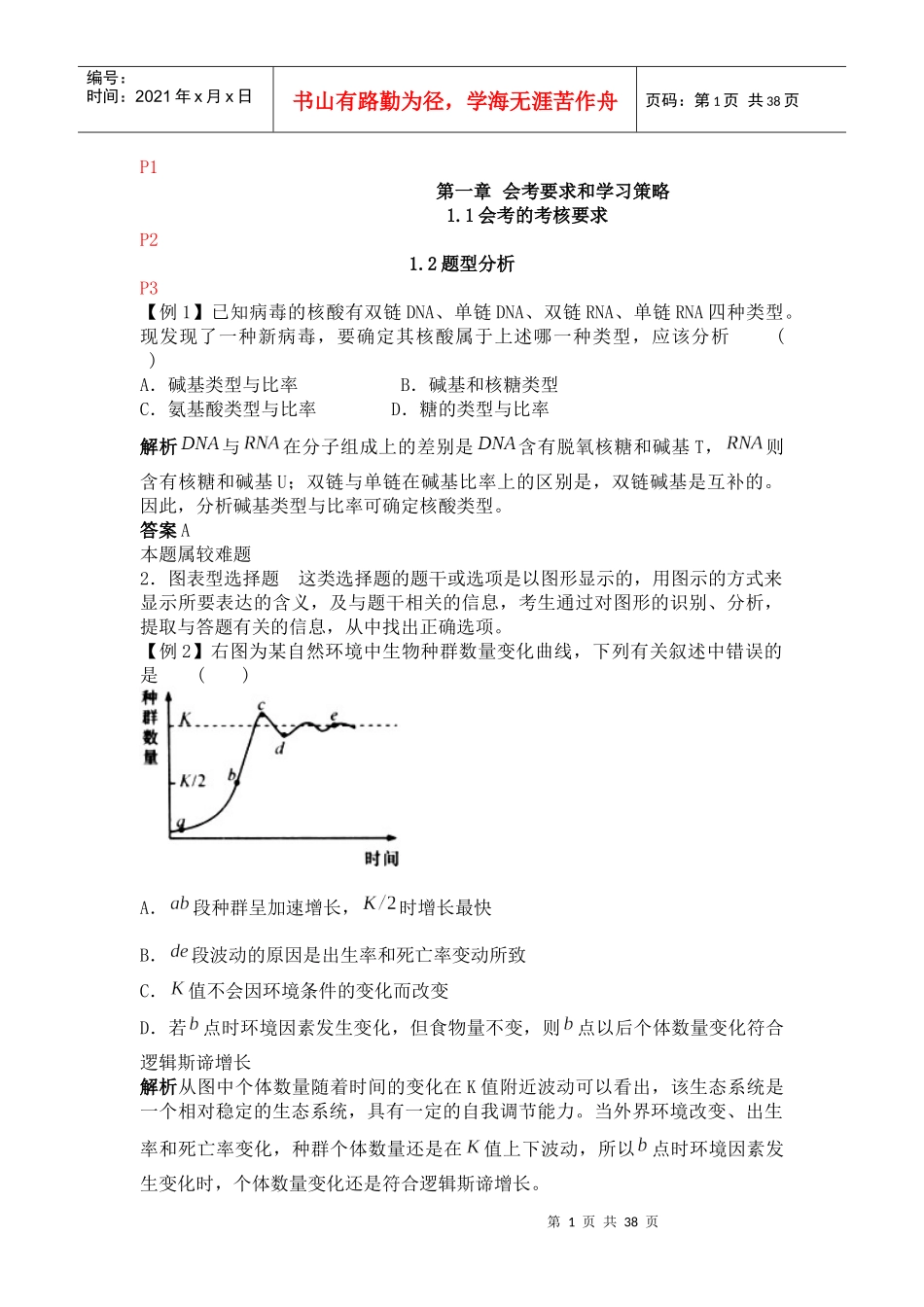浙江省普通高中会考导引 生物+题目P1-40_第1页