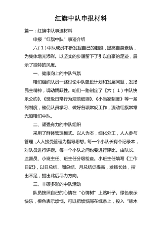 红旗中队申报材料