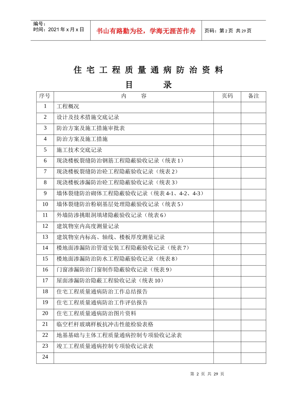 江苏省《住宅工程质量通病防治验收资料》_第2页
