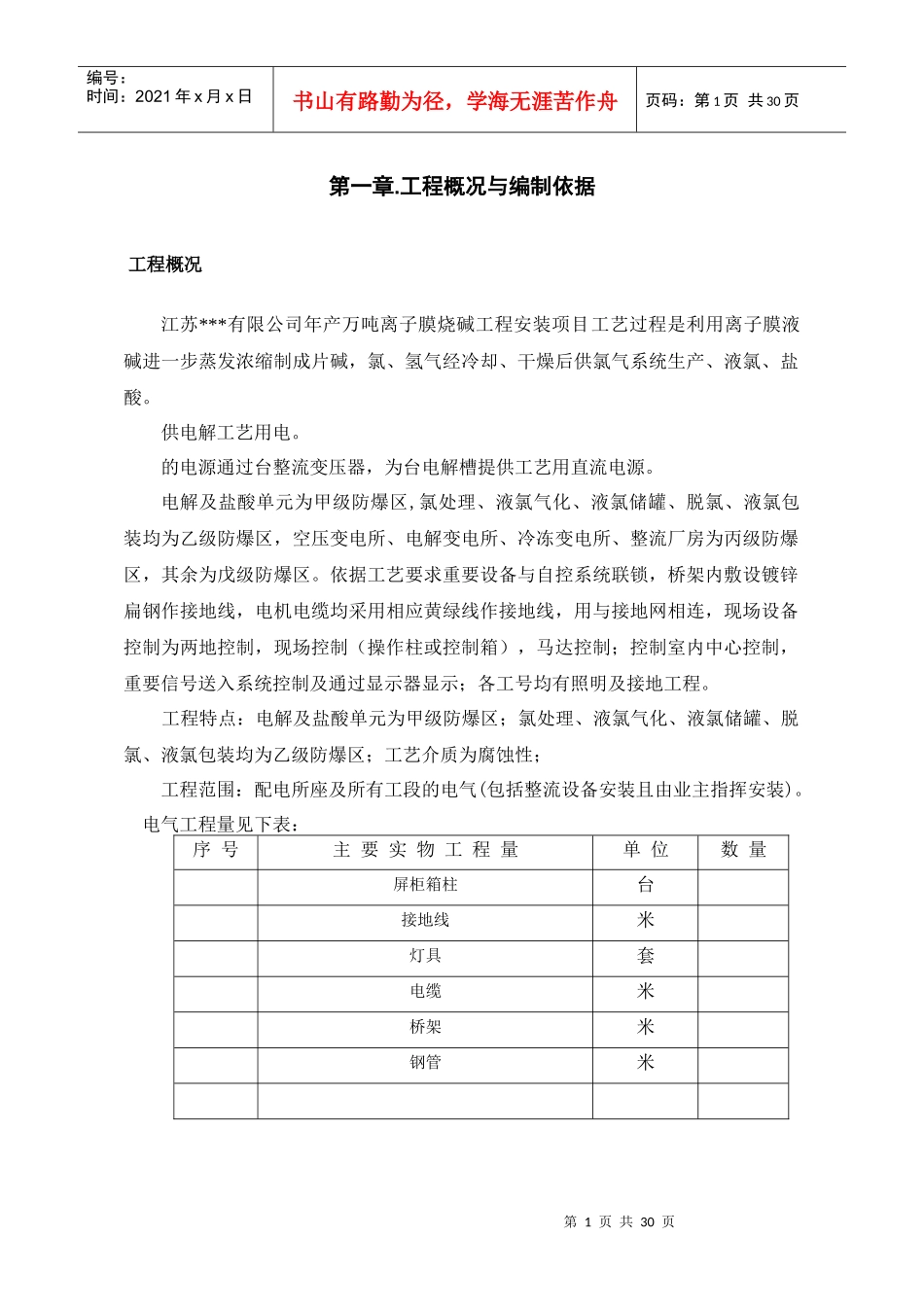 江苏某烧碱工程电气安装施工组织设计_第2页