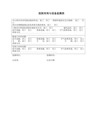 医院空气质量监测表与消毒效果监测表