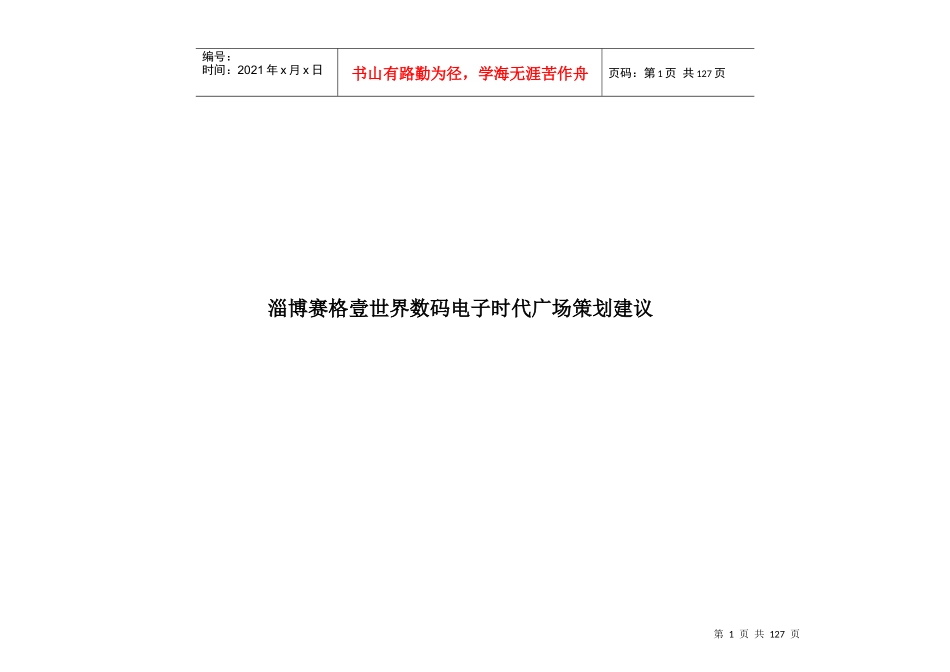 淄博赛格壹世界数码电子时代广场策划建议（DOC）_第1页