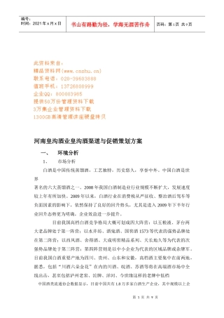 河南某酒业渠道与促销策划方案