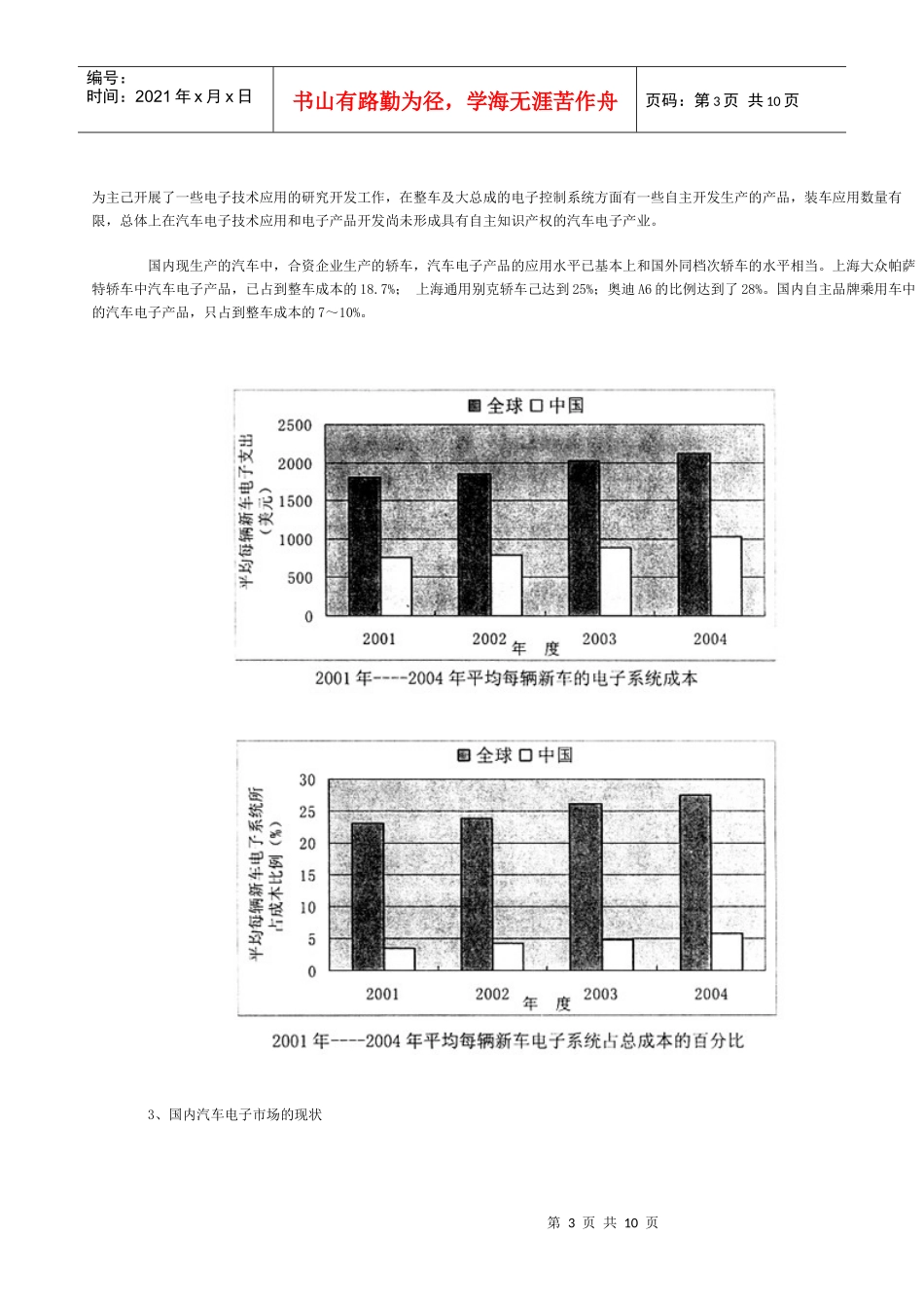 汽车电子技术及产品“十一五”专题发展规划概要_第3页