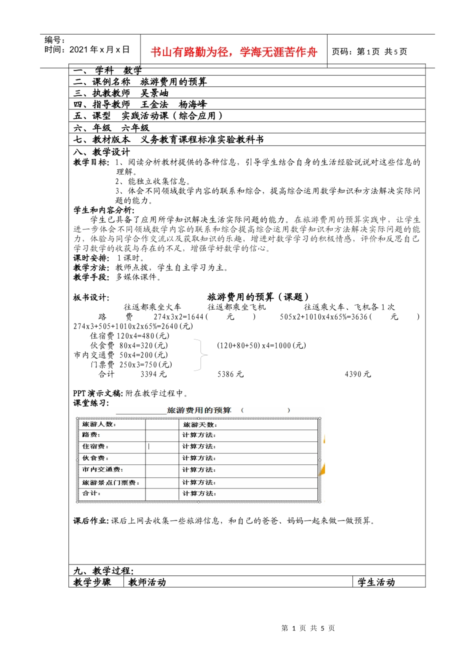 旅游费用的预算_第1页