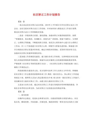 社区矫正工作计划报告 