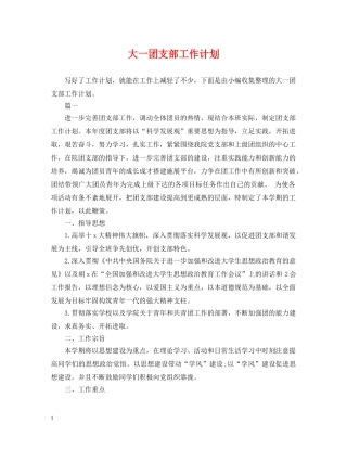 大一团支部工作计划 