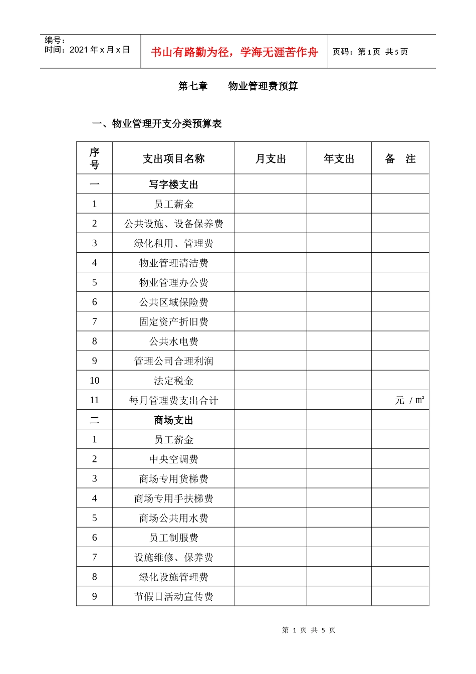 物业管理费预算_第1页
