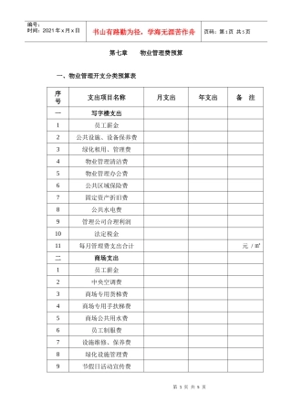 物业管理费预算