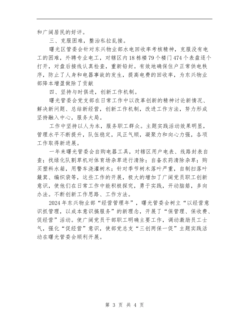 党支部关于“三创两保一促”活动情况总结_第3页