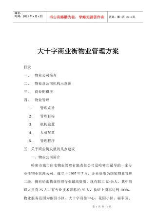 大十字商业街物业管理方案