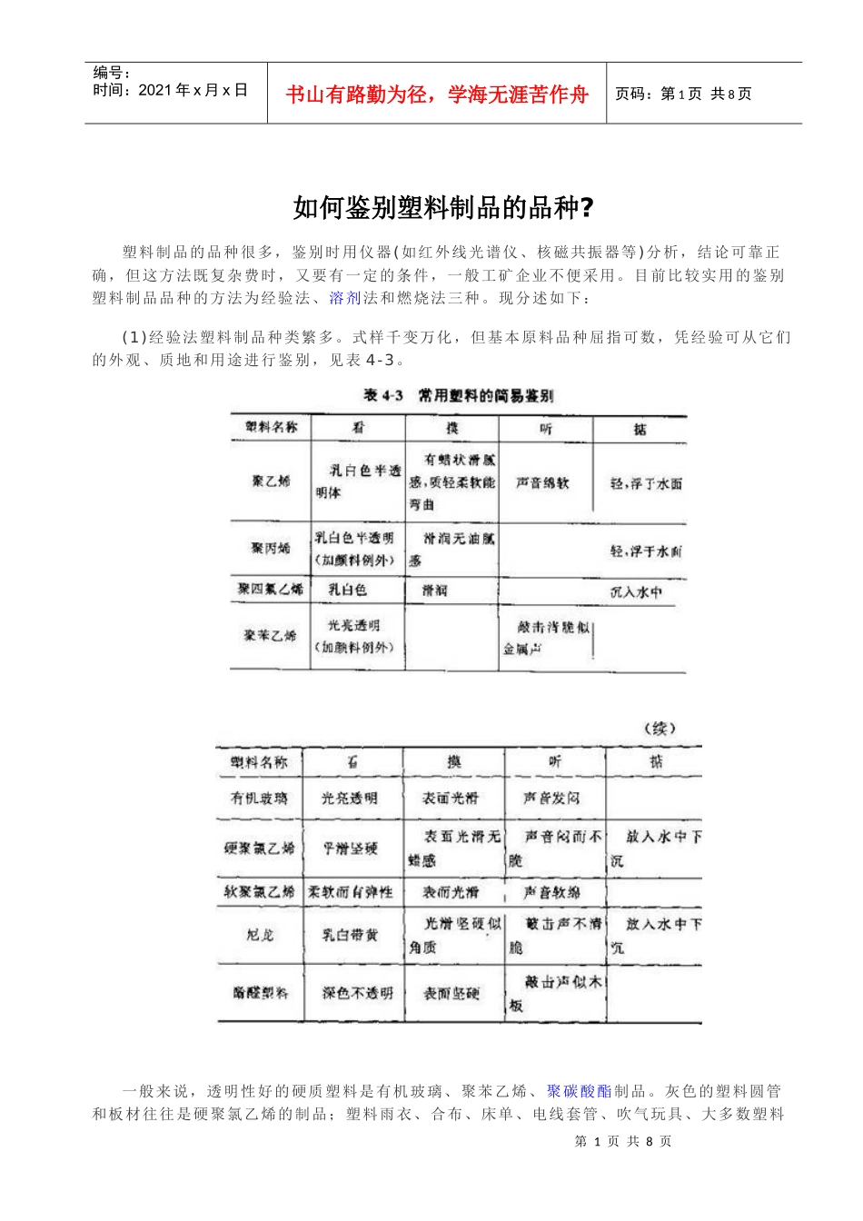 如何鉴别塑料品种_第1页