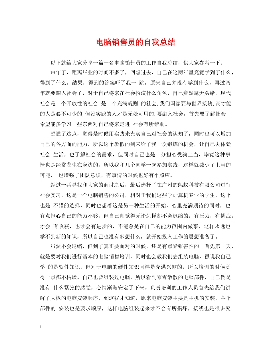电脑销售员的自我总结 _第1页