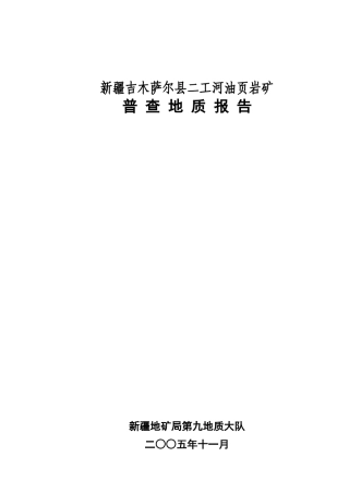 吉木萨尔县二工河油页岩矿普查地质报告(电子)