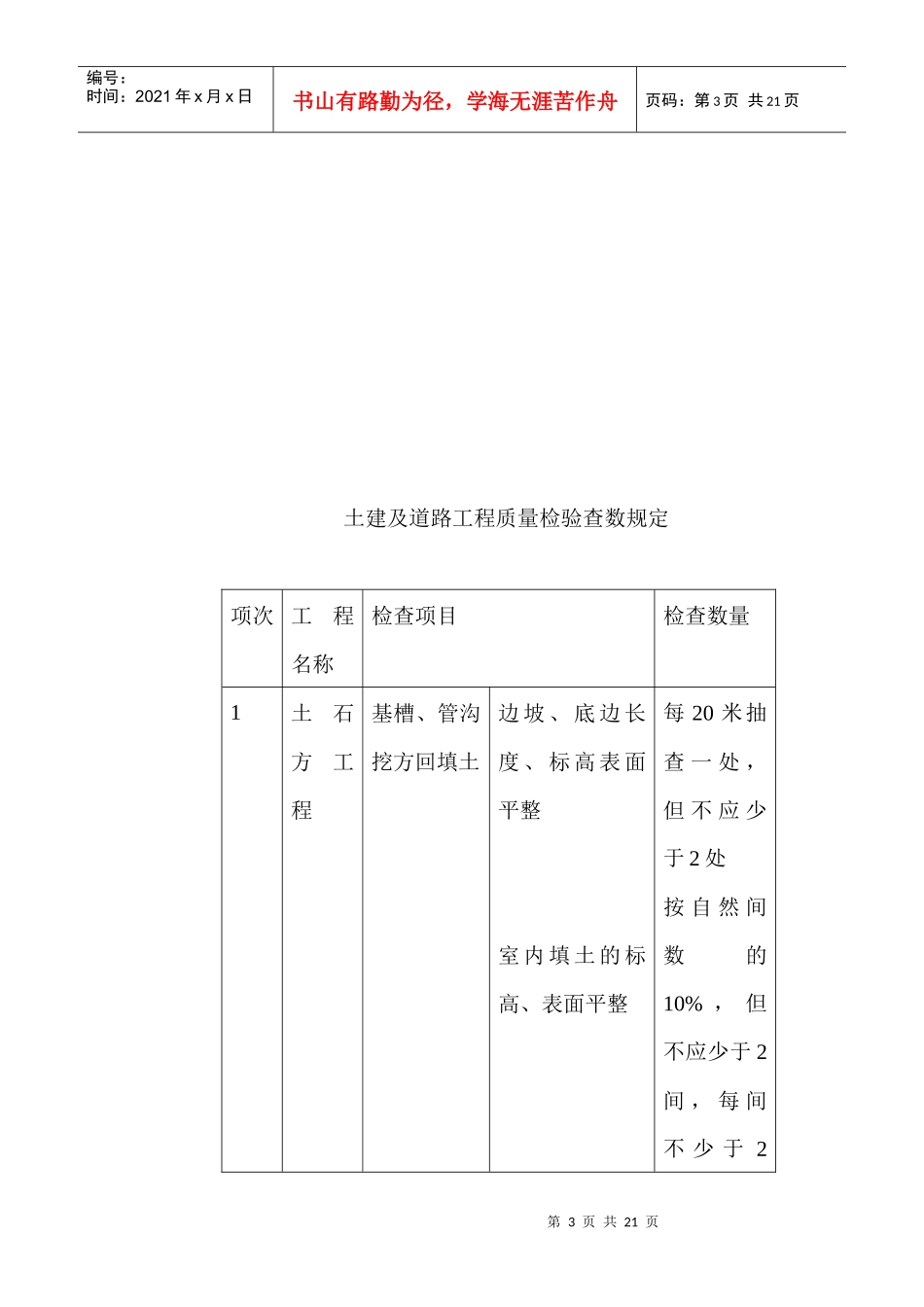 土建与道路工程质量检验查数规定_第3页