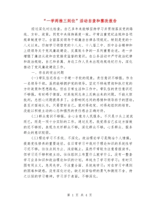 “一学两推三到位”活动自查和整改报告