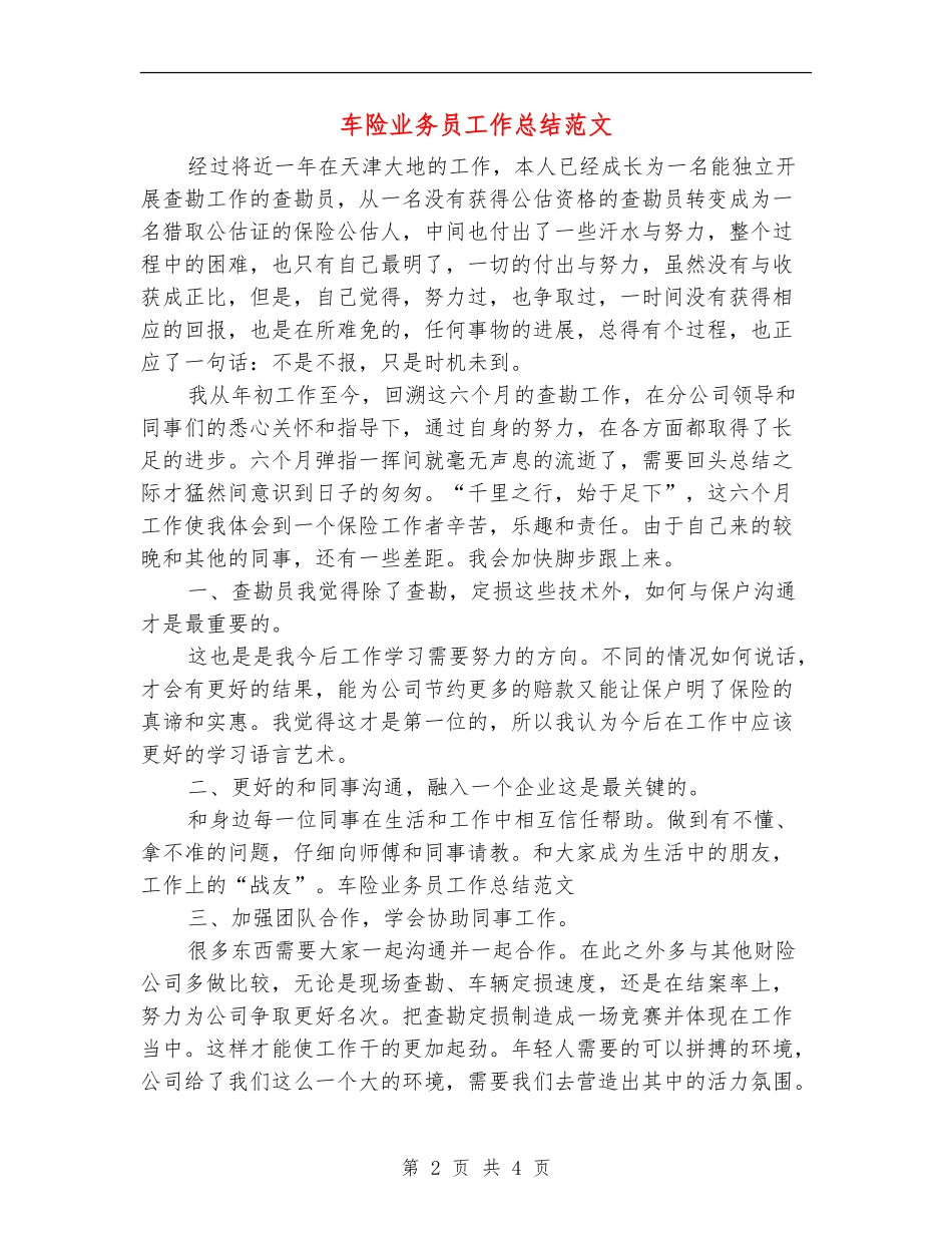 车险业务员工作总结范文_第2页