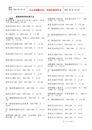 建筑装饰材料价格大全