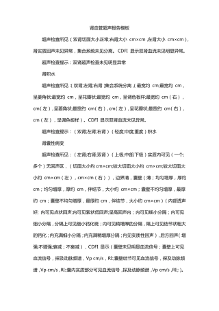 肾血管超声报告模板