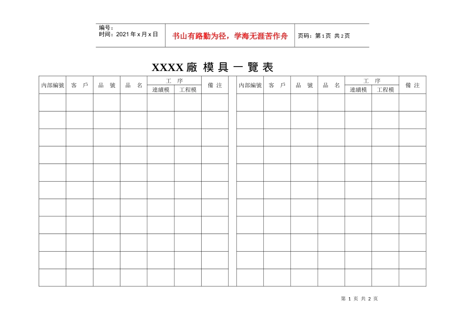 厂模具一览表_第1页