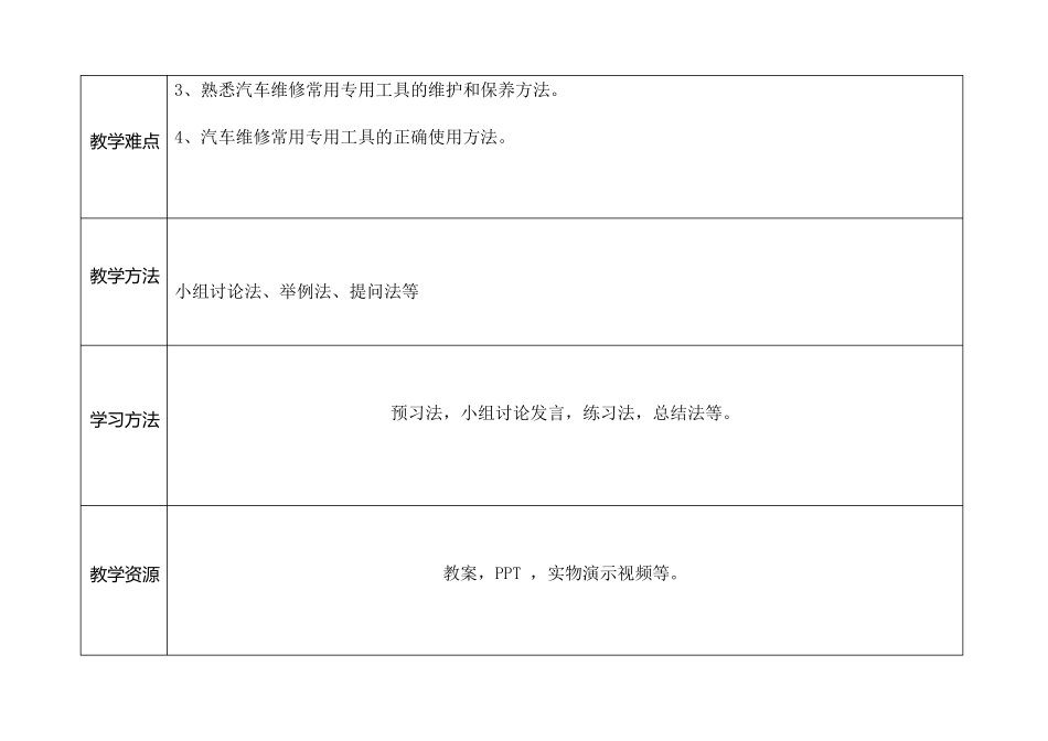 中职汽车维修基本技能教案-使用专用工具教学教案_第2页