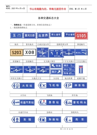 各种交通标志大全